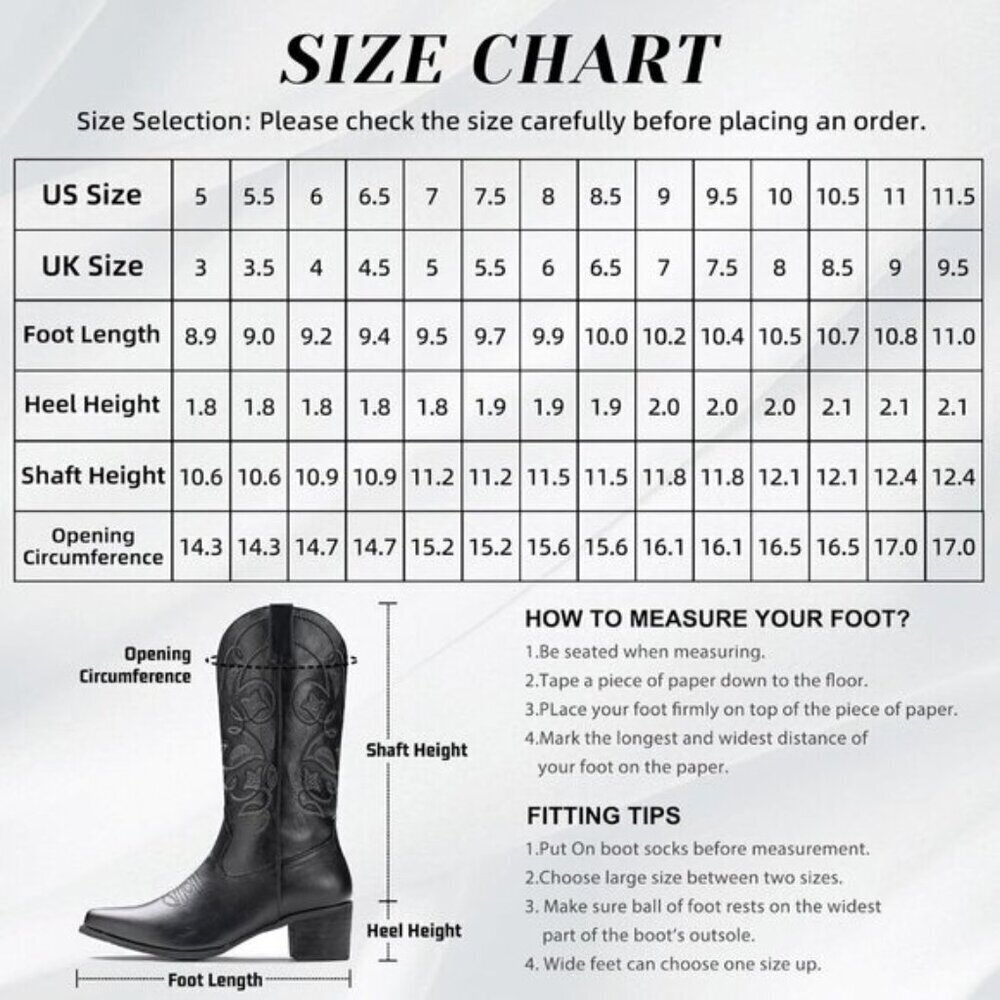 ⭐ IUV Women's Cowboy Boots | Western Embroidered Pointy Toe Mid-Calf Boots - Picture 2 of 8